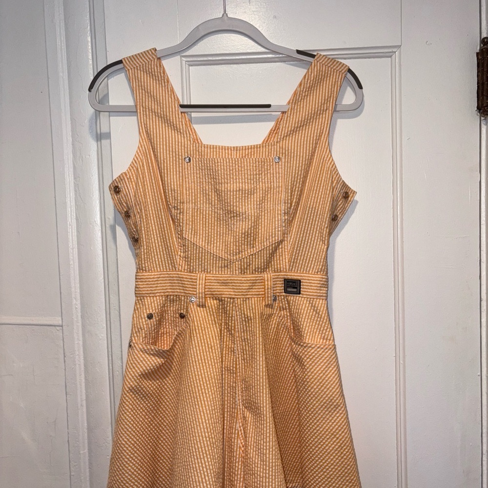 Versace Orange Striped Jumpsuit. Authentic 1990’s numbered vintage playsuit